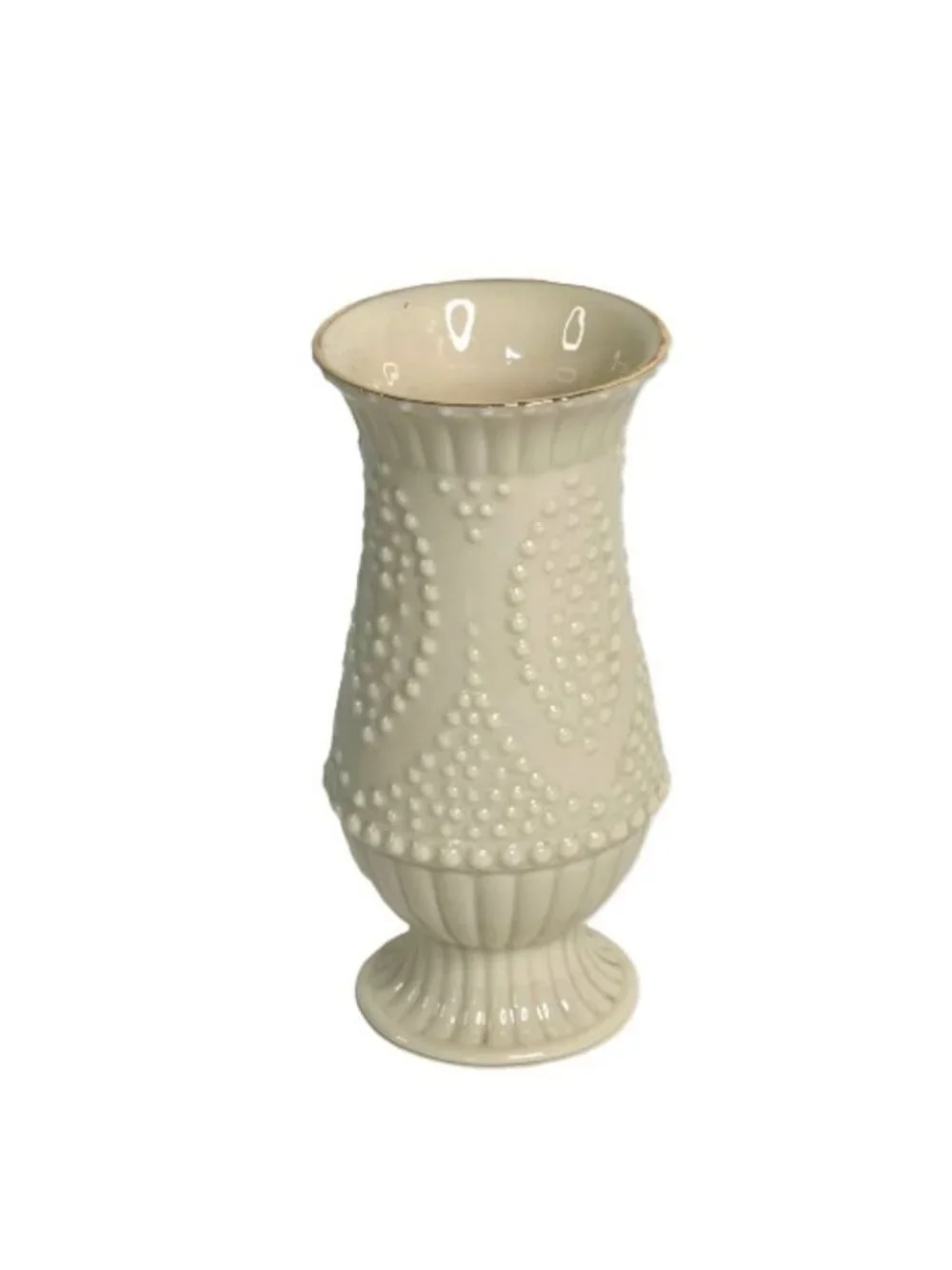Small Bud Vase Vintage Lenox Beaded Hobnail Pattern Cream w/ 24k Gold Trim 5